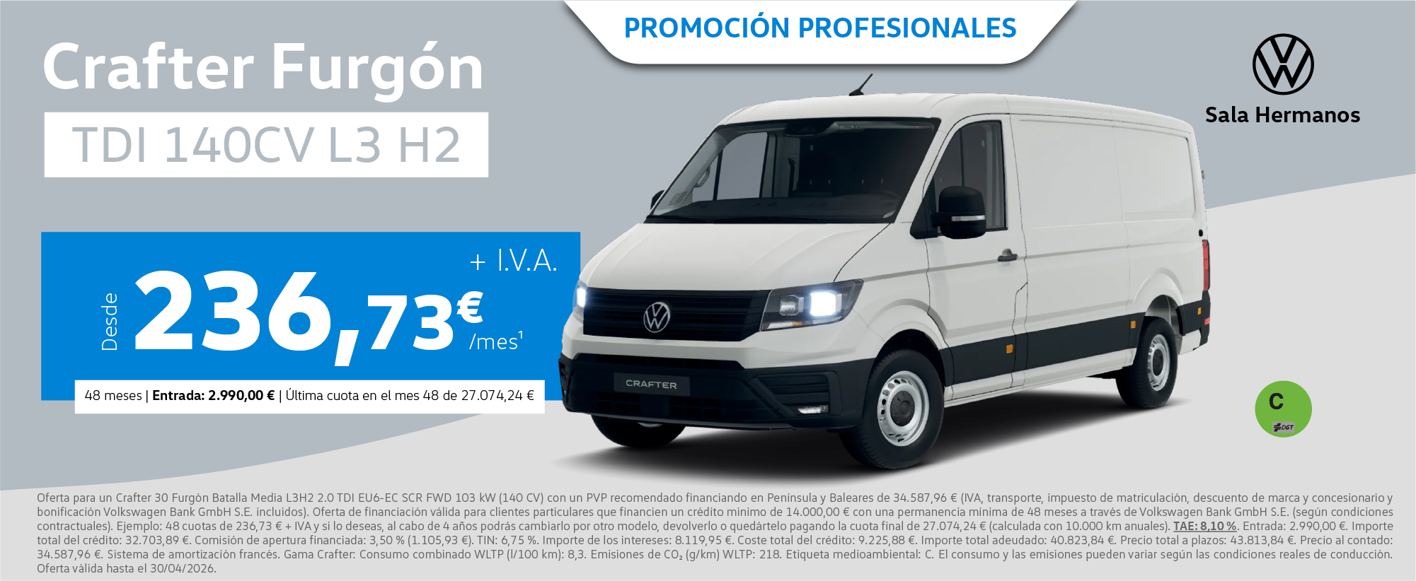 Crafter Furgón desde 236€/mes*